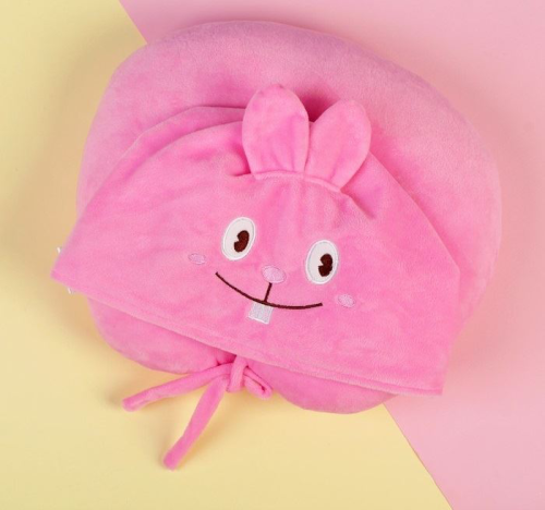 Изображение Дорожная подушка с капюшоном "Розовый зайчик"