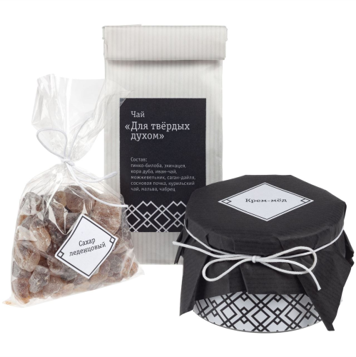 Изображение Подарочный набор «Для твердых духом»: чай, мёд, сахар и открытка