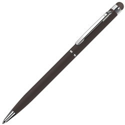 Ручка шариковая со стилусом для сенсорных экранов, черный/хром