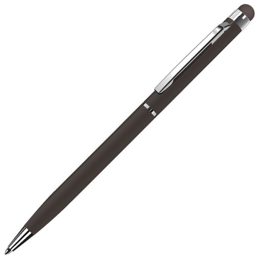 Изображение Ручка шариковая со стилусом для сенсорных экранов, черный/хром