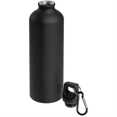 Изображение Бутылка для воды Al с карабином и кольцом для ключей, черная