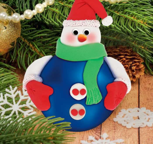 Изображение Новогодний ёлочный шар с массой для лепки "Снеговик"