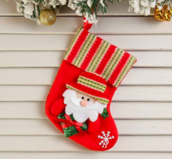 Носок для подарка "Дед Мороз с гостинцем" 17 х 14 см