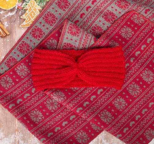 Изображение Подарочный набор: теплый шарф и повязка со свитком "Счастливого Нового Года!"