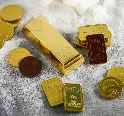 Изображение Набор «Золотой запас»: шоколад 85 г, шоколадные слитки 6 шт., шоколадные монеты 10 шт.