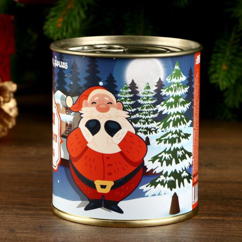Изображение Носки в банке от Деда Мороза - Для привлечения удачи (носки мужские,чёрный)