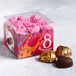 Шоколадные конфеты с розами С 8 Марррта, 150 г