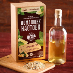 Набор для приготовления настойки Хреновуха: набор трав и специй и бутылка