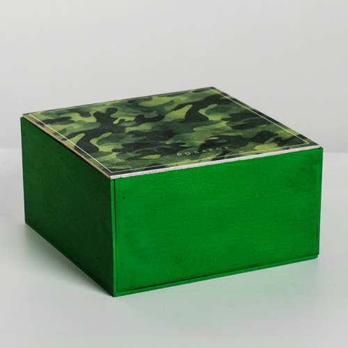 Изображение Коробка деревянная подарочная Хаки, 20x20x10 см
