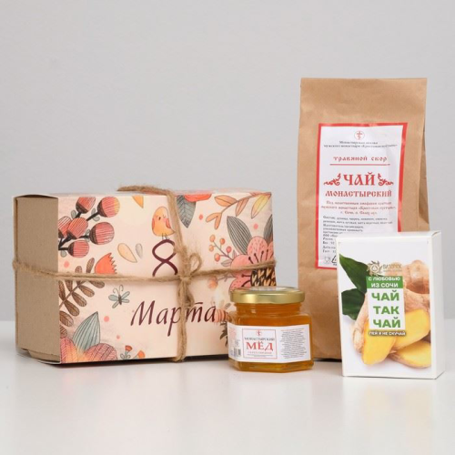 Изображение Подарочный набор чая и мёда 8 марта