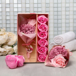 Букет из мыльных цветов + мыльные розы 6 шт. 8 Марта