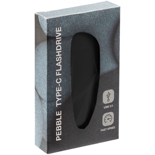 Изображение Флешка Pebble Type-C, USB 3.0, черная, 32 Гб