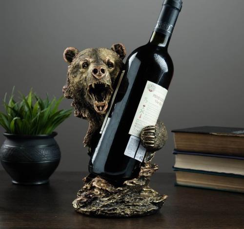 Изображение Подставка под бутылку "Медведь" бронза 15х16х25см