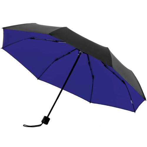 Изображение Зонт складной с защитой от УФ-лучей Sunbrella, ярко-синий с черным