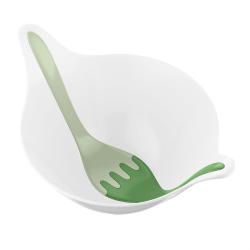 Салатник с приборами Leaf 2.0, белый с зеленым