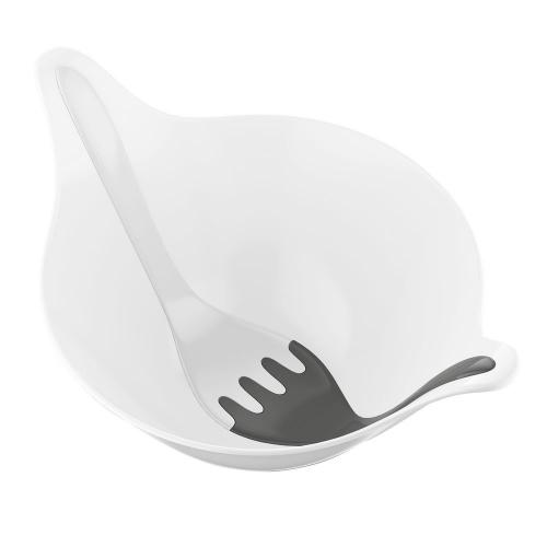 Изображение Салатник с приборами Leaf 2.0, белый с серым