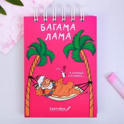Скетчбук Багама Лама, твёрдая обложка, А6, 80 листов