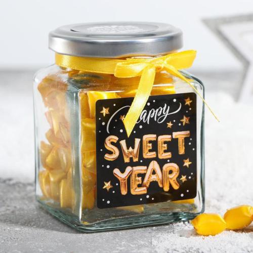 Изображение Леденцы Sweet Year, в стеклянной банке, со вкусом апельсина, 130 г