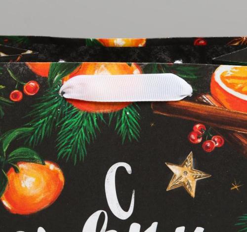 Изображение Пакет крафтовый «Новогодние мандарины», MS 18*23*10 см