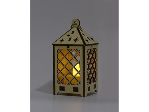 Изображение Деревянный фонарик «Лампион» с электрической свечой