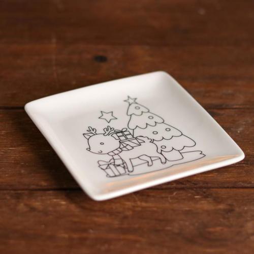 Изображение Набор тарелка под раскраску «Олень с подарками» 