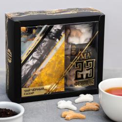 Подарочный набор 23.02, for real man: чай и фигурный сахар