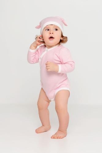 Изображение Шапочка детская Baby Prime, розовая с молочно-белым