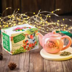Подарочный набор Мамуля, с новым годом: тонизирующий травяной чай 30 г., чайник 400 мл.