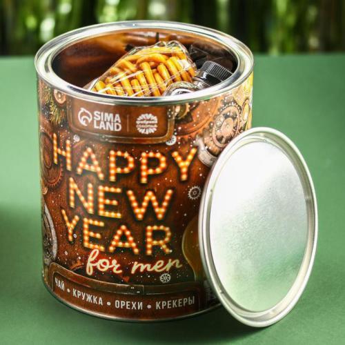 Изображение Подарочный набор Happy New Year: чай чёрный с имбирём, кружка, арахис солёный, крекеры