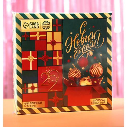 Изображение Подарочный набор С Новым годом: чай 50 г., молочный шоколад 70 г.