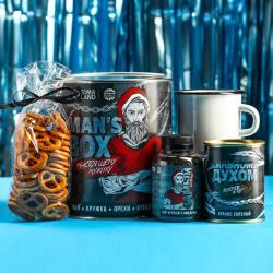 Подарочный набор Men's box: чай чёрный с имбирём, кружка, арахис соленый, крекеры