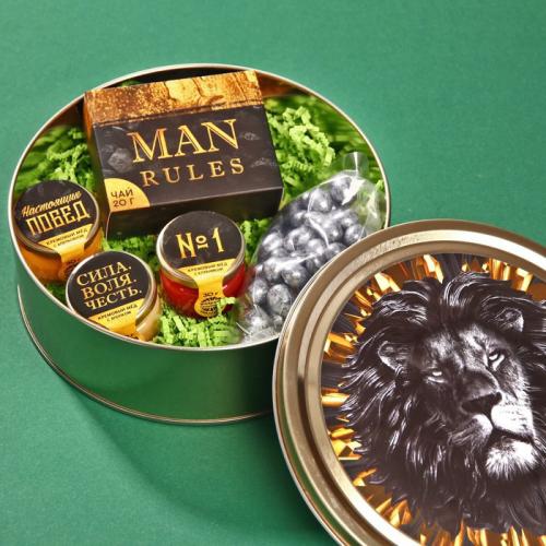 Изображение Набор MAN RULES: крем-мед 30 г. х 3 шт., чай чёрный 20 г., орехи в шоколаде 100 г.