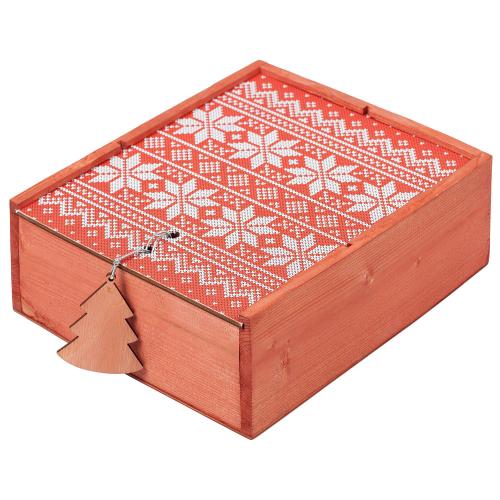 Изображение Коробка деревянная «Скандик», средняя, красная